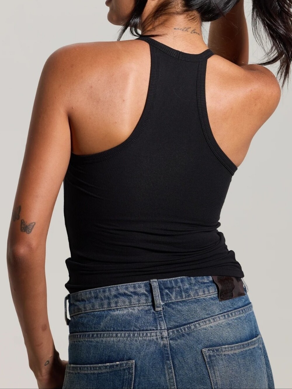 Klassy Network Black Ribbed Strappy Racerback Tank Top W CB Size Small NwT Brami - Picture 5 of 16